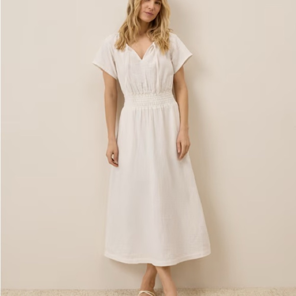 PACT Organic Coastal Double Gauze Boho Midi Dress Size S